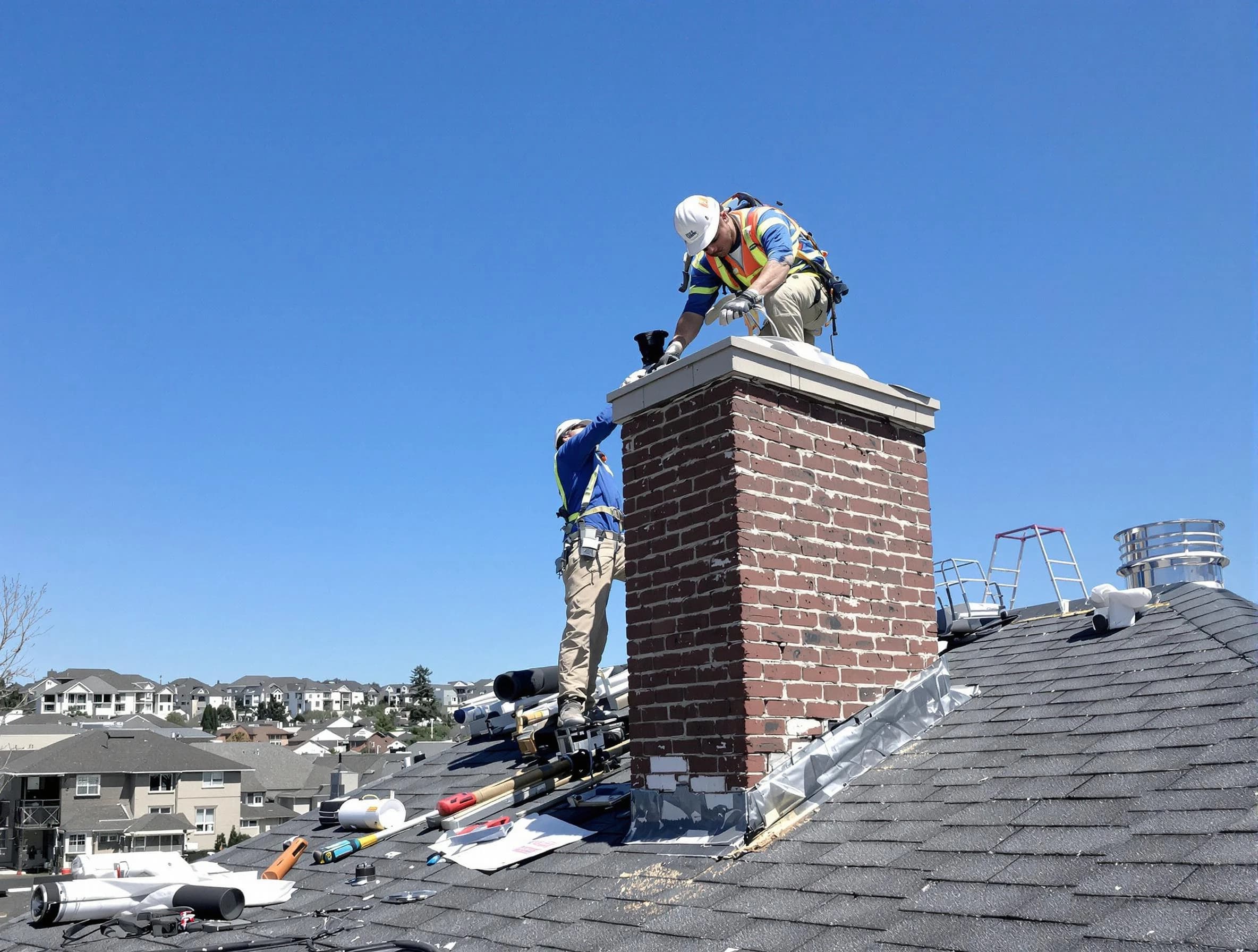 Fort Lee Chimney Sweep repairing a chimney crown in Fort Lee, VA