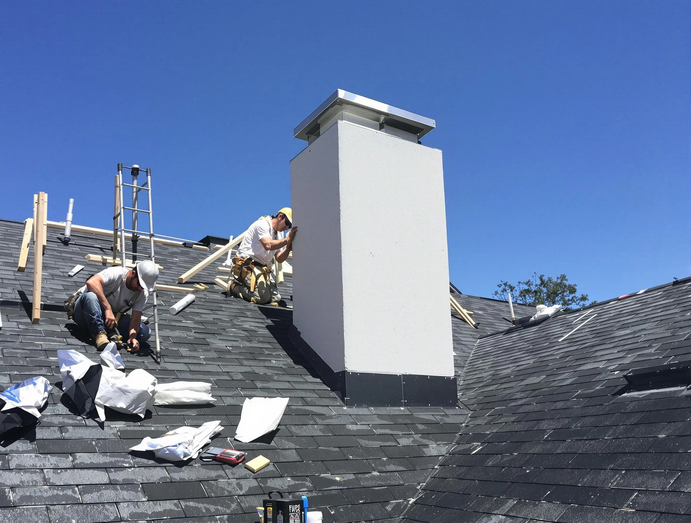 Fort Lee Chimney Sweep crew installing a new chimney in Fort Lee, VA