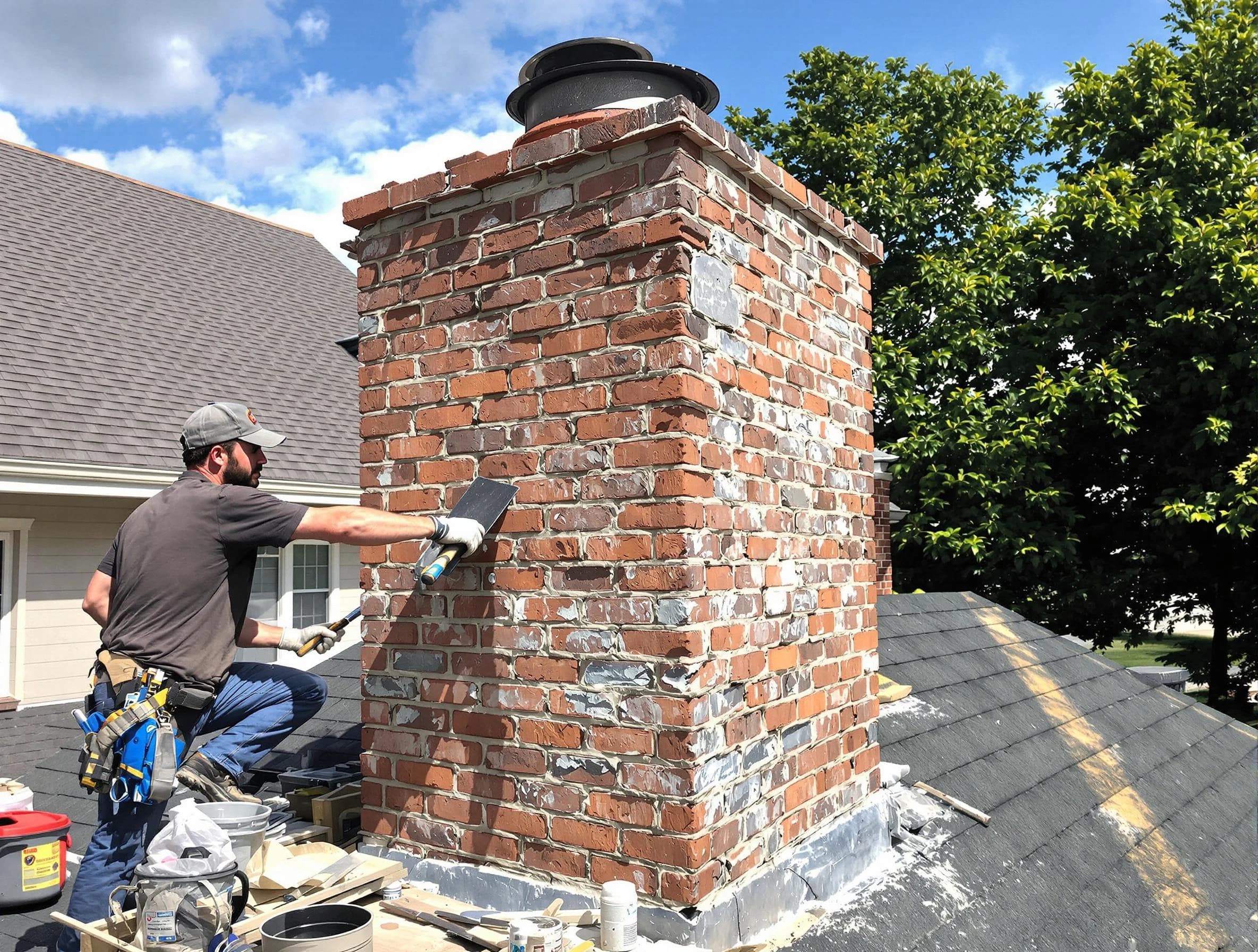 Completed chimney rebuild by Fort Lee Chimney Sweep in Fort Lee, VA
