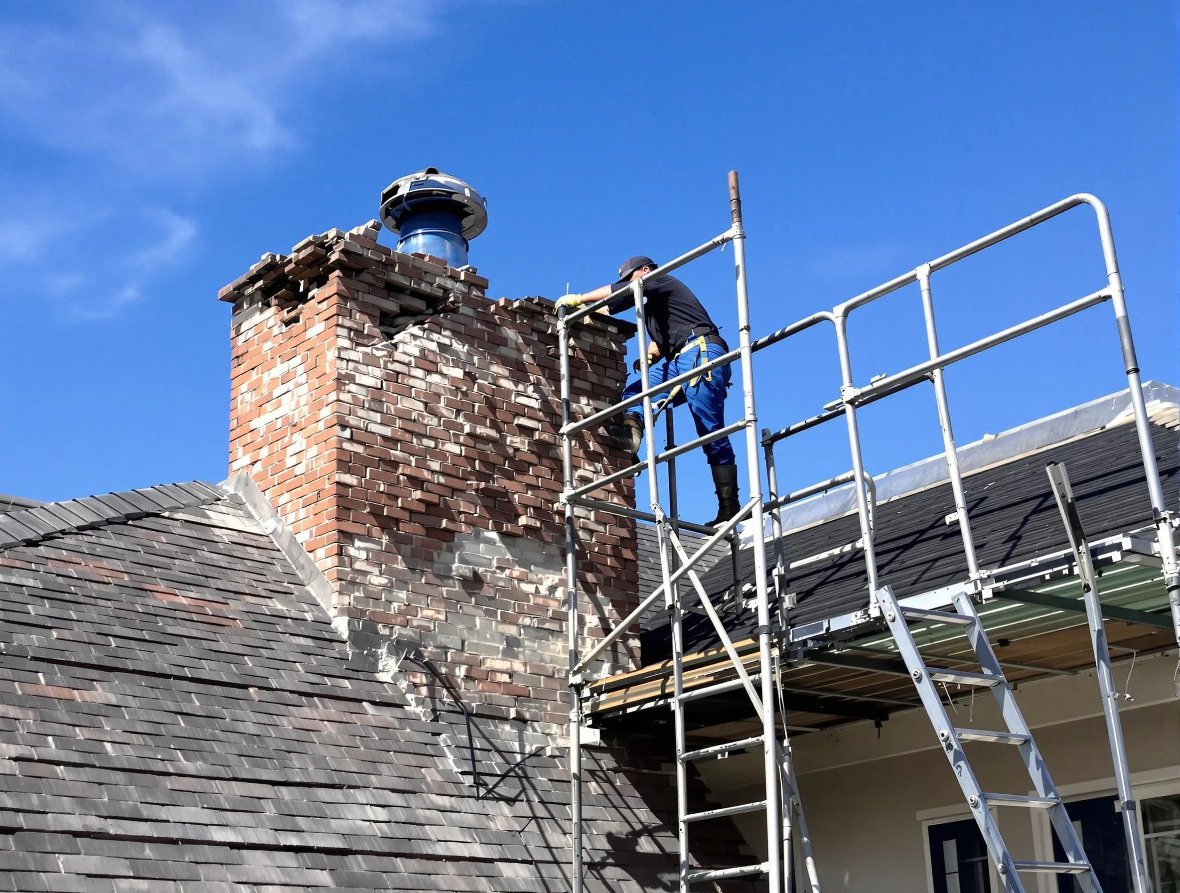 Rebuilding a chimney structure by Fort Lee Chimney Sweep in Fort Lee, VA