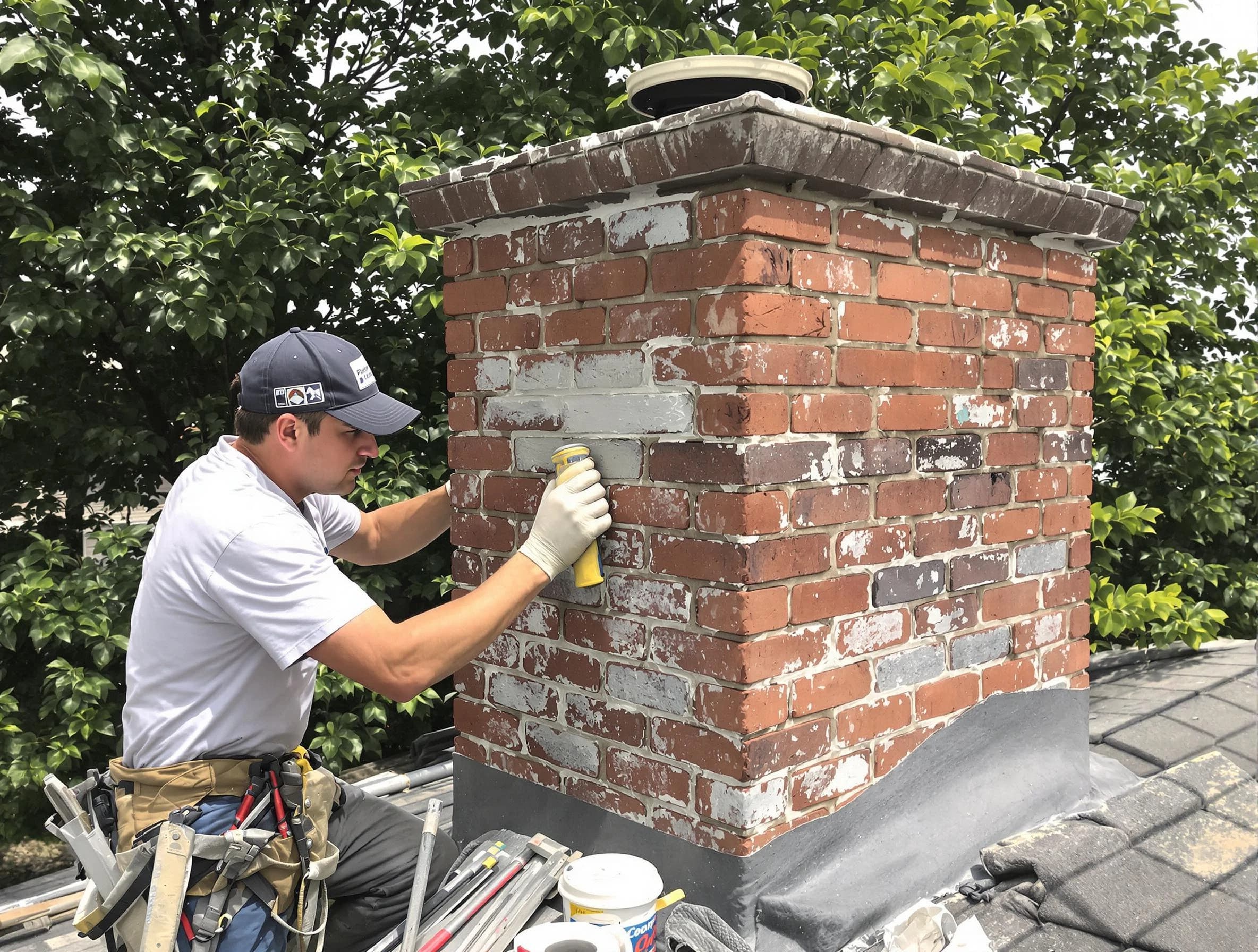 Fort Lee Chimney Sweep restoring an aging chimney in Fort Lee, VA