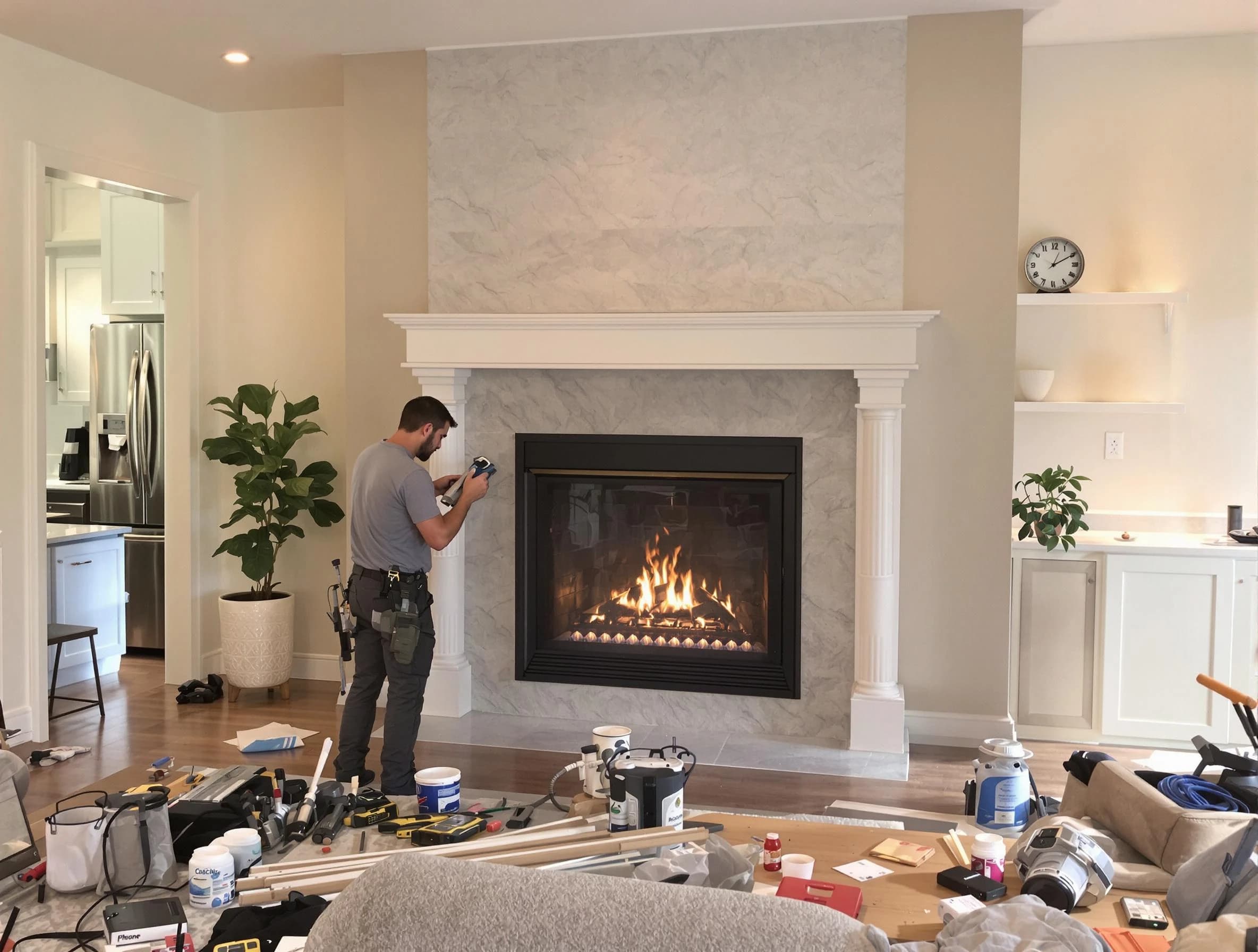 Newly installed fireplace by Fort Lee Chimney Sweep in Fort Lee, VA