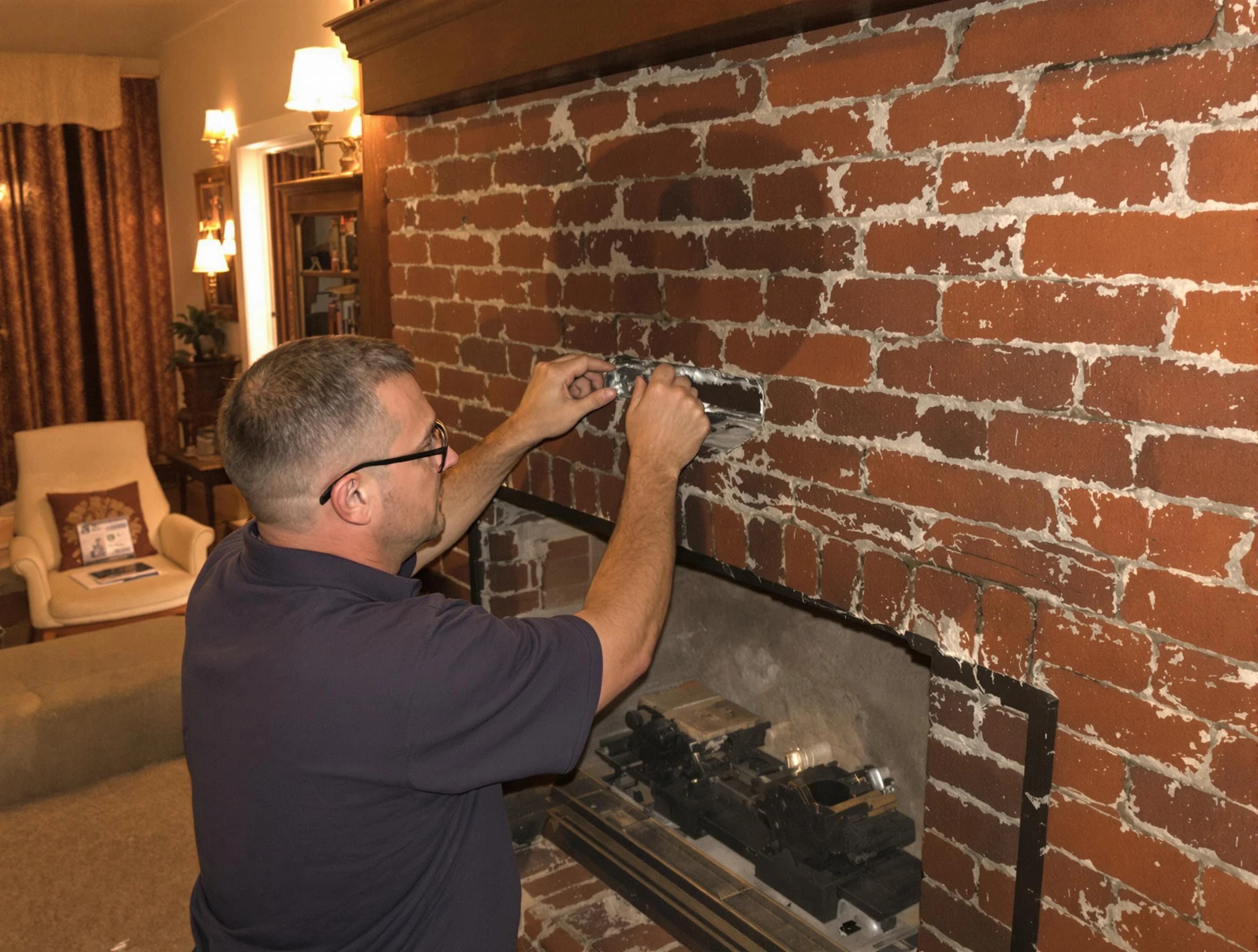 Fort Lee Chimney Sweep expert fixing a fireplace in Fort Lee, VA