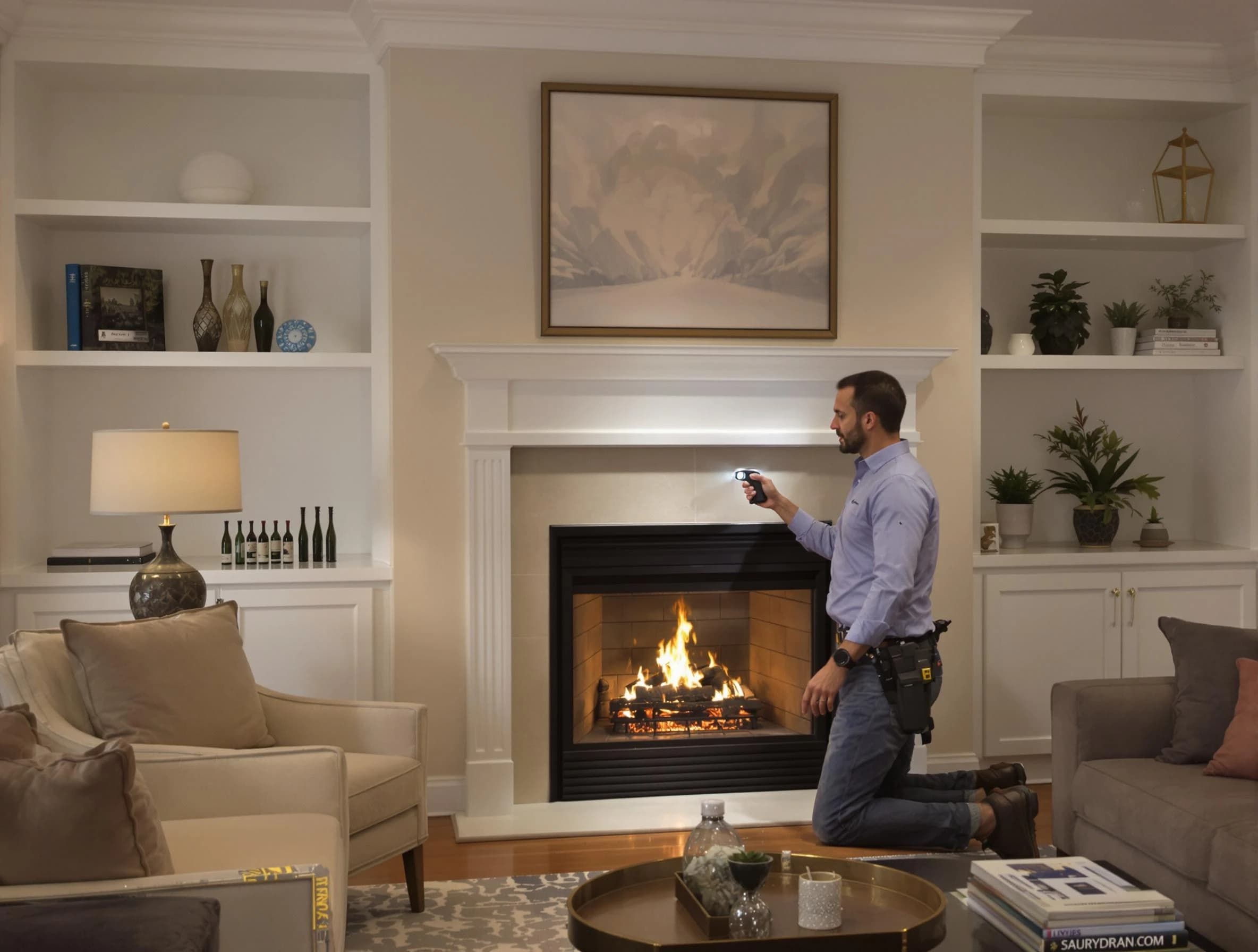 Fort Lee Chimney Sweep conducting a fireplace safety inspection in Fort Lee, VA