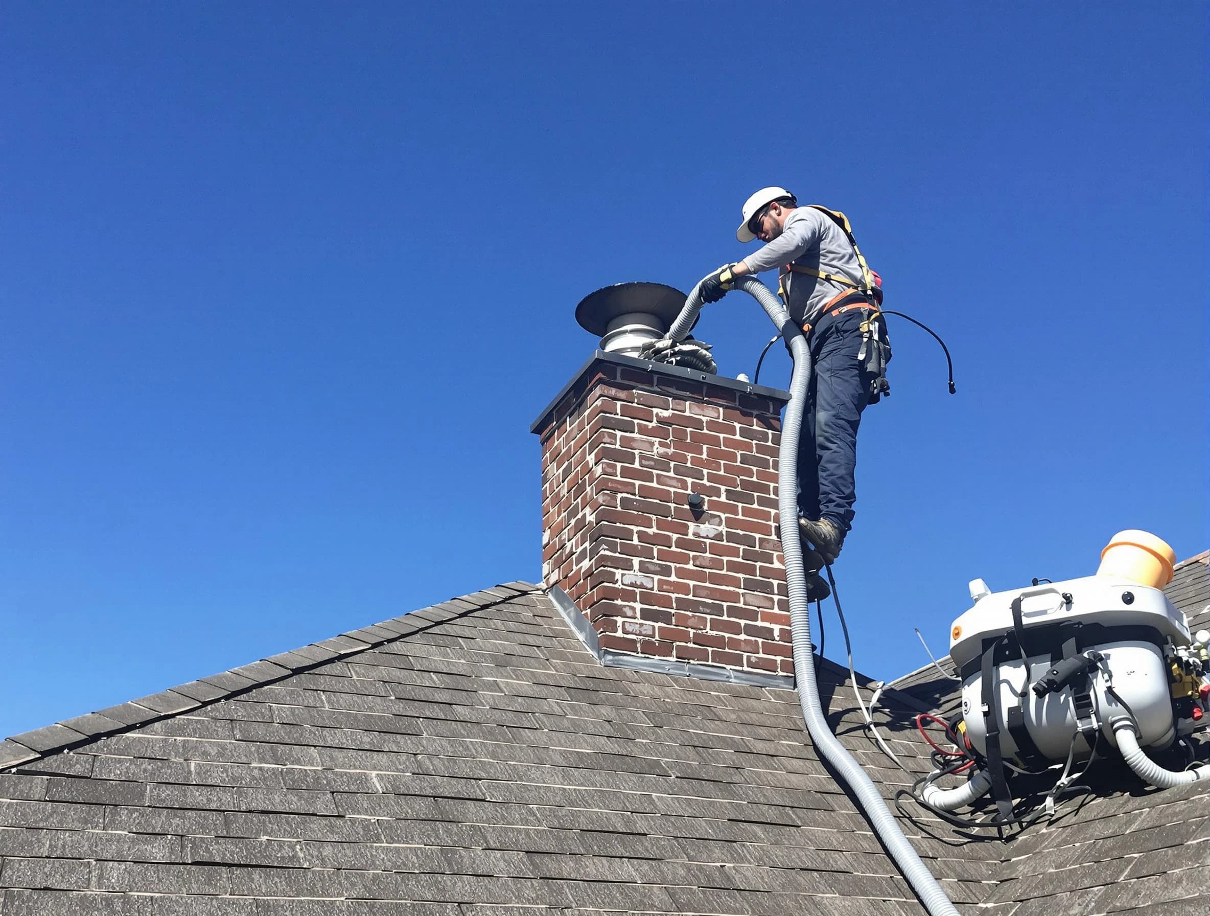 Dedicated Fort Lee Chimney Sweep team member cleaning a chimney in Fort Lee, VA
