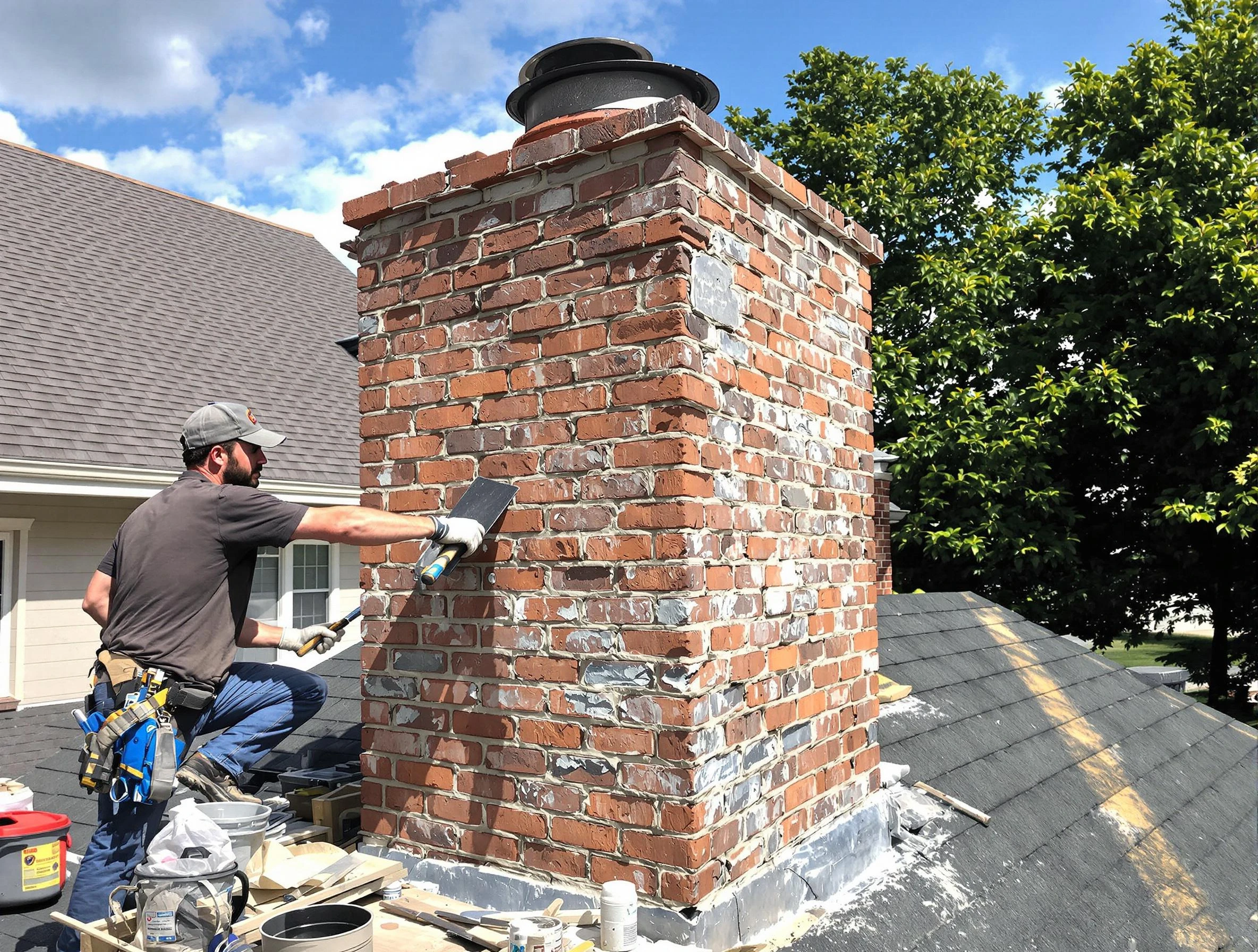 Completed chimney rebuild by Fort Lee Chimney Sweep in Fort Lee, VA