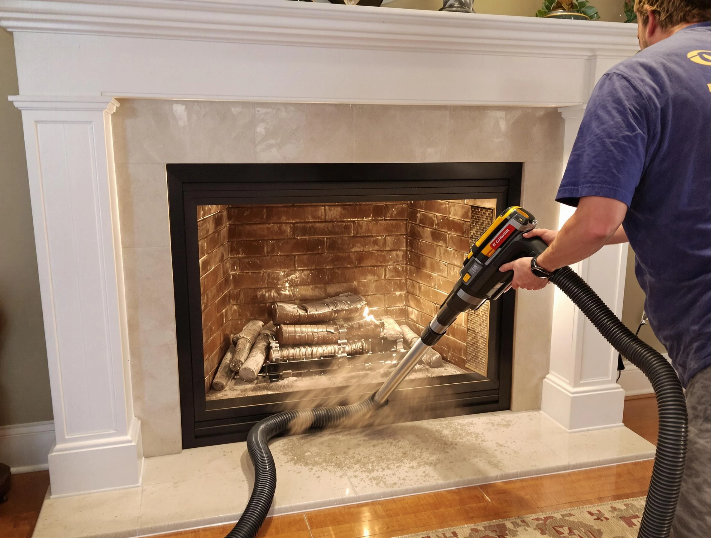 Fireplace cleaning performed by Fort Lee Chimney Sweep in Fort Lee, VA